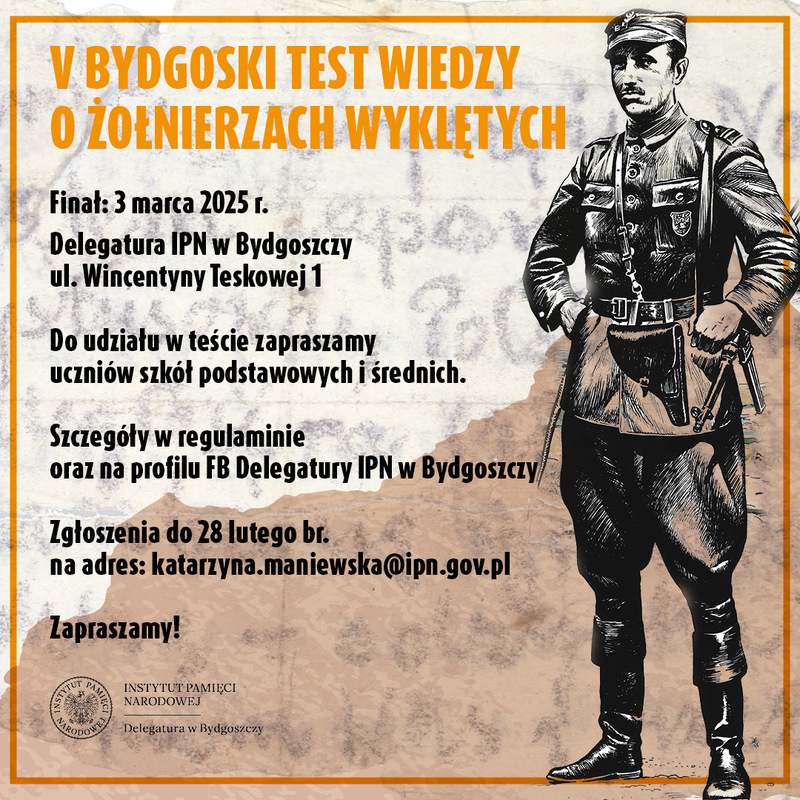 Zaproszenie na V Bydgoski Test Wiedzy o Żołnierzach Wyklętych
