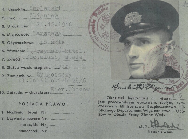 2. Legitymacja strażnika obozu pracy dla Niemców w Zimnych Wodach